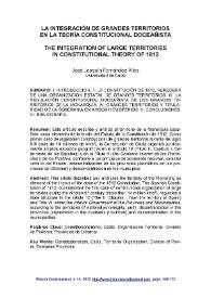 Portada:La integración de grandes territorios en la teoría constitucional doceañista / José Joaquín Fernández Alles