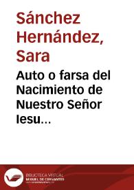 Portada:Auto o farsa del Nacimiento de Nuestro Señor Iesu Cristo (cuatro pastores) [Ficha sinóptica] / Sara Sánchez Hernández