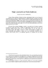 Portada:Mujer y narración en María Zambrano / María Luisa Maillard García