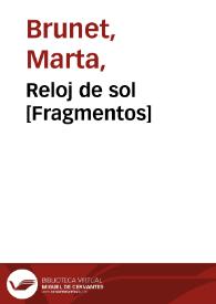 Portada:Reloj de sol [Fragmentos] / Marta Brunet