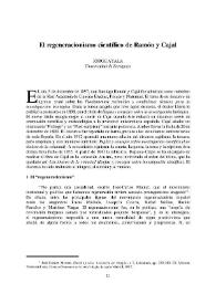 Portada:El regeneracionismo científico de Ramón y Cajal / Jorge Ayala