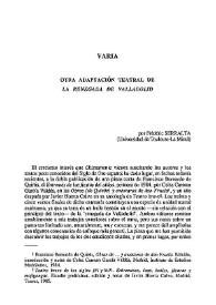 Portada:Otra adaptación teatral de \"La renegada de Valladolid\" / Frédéric Serralta