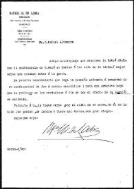 Portada:Carta de Rafael M. de Labra a Rafael Altamira. Madrid, 8 de marzo de 1907