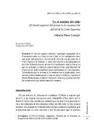Portada:En el nombre del niño: "El interés superior del menor en la construcción del rol de la Corte Suprema" / Valentín Thury Cornejo