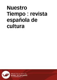 Portada:Nuestro Tiempo : revista española de cultura