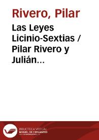 Portada:Las Leyes Licinio-Sextias / Pilar Rivero y Julián Pelegrín