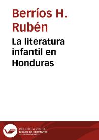 Portada:La literatura infantil en Honduras / Rubén Berríos H.