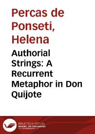 Portada:Authorial Strings: A Recurrent Metaphor in Don Quijote / Helena Percas de Ponseti