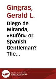 Portada:Diego de Miranda, «Bufón» or Spanish Gentleman? The Social Background of His Attire / Gerald L. Gingras