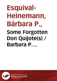 Portada:Some Forgotten Don Quijote(s) / Barbara P. Esquival-Heinemann
