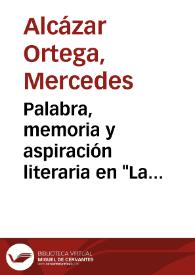 Portada:Palabra, memoria y aspiración literaria en "La española inglesa" / Mercedes Alcázar Ortega