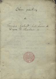 Portada:Obras poéticas / de Francisco Galvão Estribeiro do Duque D. Theodosio II