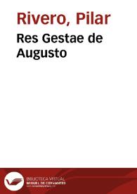 Portada:Res Gestae de Augusto / Pilar Rivero y Julián Pelegrín