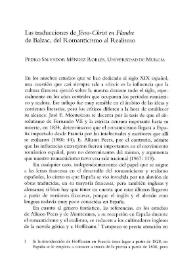 Portada:Las traducciones de \"Jésus-Christ en Flandre\" de Balzac, del Romanticismo al Realismo / Pedro Salvador Méndez Robles