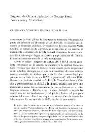 Portada:Eugenio de Ochoa traductor de George Sand: \"Leoni Leone\" y \"El secretario\" / Cristina Solé Castells