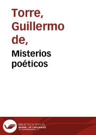 Portada:Misterios poéticos / Guillermo de Torre