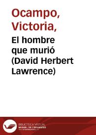Portada:El hombre que murió (David Herbert Lawrence) / Victoria Ocampo