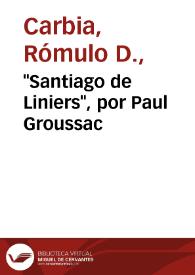 Portada:"Santiago de Liniers", por Paul Groussac / Rómulo D. Carbia