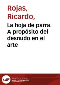 Portada:La hoja de parra. A propósito del desnudo en el arte / Ricardo Rojas