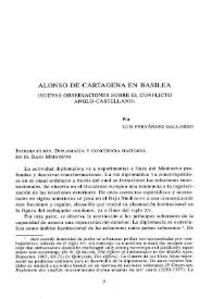 Portada:Alonso de Cartagena en Basilea (nuevas observaciones sobre el conflicto anglo-castellano) / Luis Fernández Gallardo