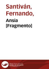 Portada:Ansia [Fragmento] / Fernando Santiván