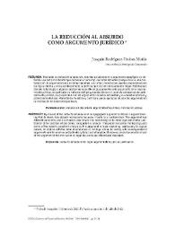 Portada:La reducción del absurdo como argumento jurídico / Joaquín Rodríguez-Toubes Muñiz