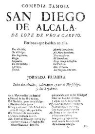 Portada:Comedia famosa San Diego de Alcala / de Lope de Vega Carpio