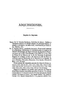 Portada:Adquisiciones. Regalos de impresos