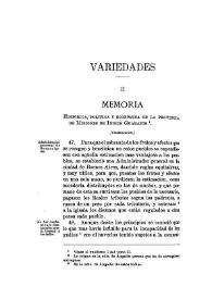 Portada:Memoria histórica, política y económica de esta provincia de Misiones de indios guaranís, dispuestas por D. Gonzalo de Doblas ... (Continuará) (II) [Boletín de la Real Academia de la Historia, tomo 2 (1883)]