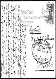 Portada:Tarjeta postal de Sempere a Rafael Altamira. 26 de enero de 1909