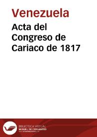 Portada:Acta del Congreso de Cariaco de 1817