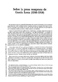 Portada:Sobre la prosa temprana de García Lorca: 1916-1918 / Christopher Maurer