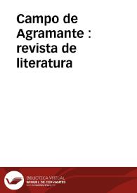 Portada:Campo de Agramante : revista de literatura / director Jesús Fernández Palacios, coordinadora Josefa Parra Ramos
