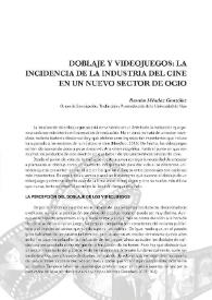 Portada:Doblaje y videojuegos: la incidencia de la industria del cine en un nuevo sector de ocio / Ramón Méndez
