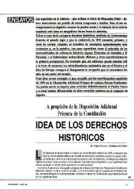 Portada:Idea de los derechos históricos: a propósito de la Disposición Adicional Primera de la Constitución / Por Miguel Herrero y Rodríguez de Miñón