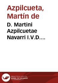 Portada:D. Martini Azpilcuetae Navarri I.V.D. Celeberrimi, Sacri, Apostolicig. Ord. Canon. Reg. S. Aug. Consiliorum seu responsorum