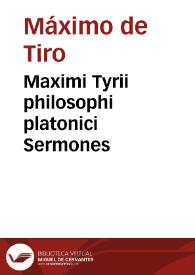 Portada:Maximi Tyrii philosophi platonici Sermones