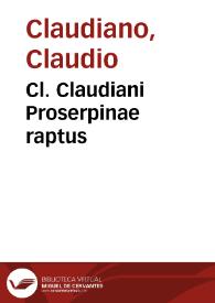 Portada:Cl. Claudiani Proserpinae raptus