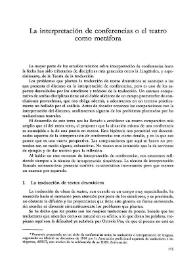 Portada:La interpretación de conferencias o el teatro como metáfora / Eduardo Kahane