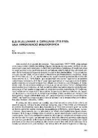 Portada:Els musulmans a Catalunya (713-1153): una aproximació bibliogràfica / Per Pere Balañà i Abadia