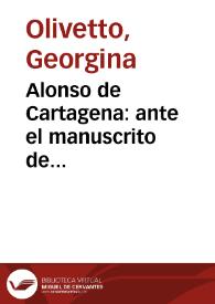 Portada:Alonso de Cartagena: ante el manuscrito de autor / Georgina Olivetto