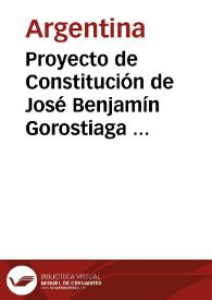 Portada:Proyecto de Constitución de José Benjamín Gorostiaga  de 1852