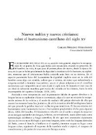 Portada:Nuevos nobles y nuevos cristianos: sobre el humanismo castellano del siglo XV / Carlos Moreno Hernández