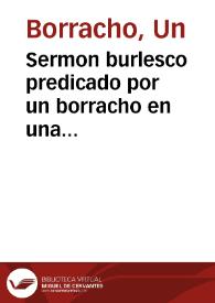 Portada:Sermon burlesco predicado por un borracho en una cantina