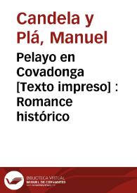 Portada:Pelayo en Covadonga : Romance histórico