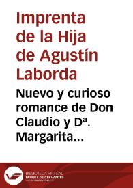 Portada:Nuevo y curioso romance de Don Claudio y Dª. Margarita [Texto impreso]
