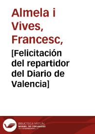 Portada:[Felicitación del repartidor del Diario de Valencia]