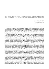 Portada:La obra filológica de Alonso Zamora Vicente / Manuel Ariza