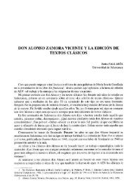 Portada:Don Alonso Zamora Vicente y la edición de textos clásicos / Berta Pallarés