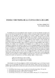 Portada:Forma y doctrina de la última lírica de Lope / José María Ferri Coll